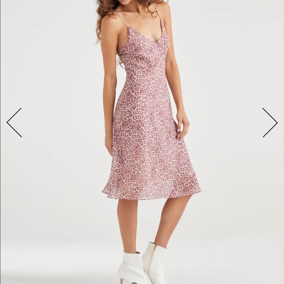 7 for All Mankind SEAMED CHIFFON SLIP DRESS IN ROSE LEOPARD - Picture 4 of 8